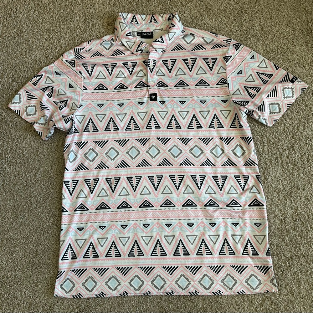 Bad Birdie Geometric Pattern Golf Polo Shirt